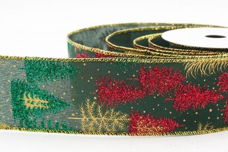 Green Shimmering Winter Forest Metallic Wired Ribbon_KF9871G-3