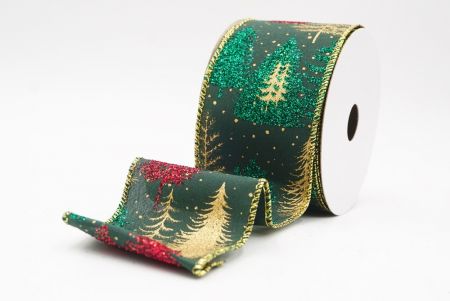 Green Shimmering Winter Forest Metallic Wired Ribbon_KF9871G-3