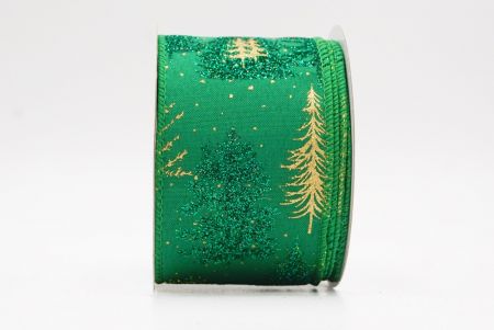 Green Shimmering Winter Forest Metallic Wired Ribbon_KF9871GC-15-49