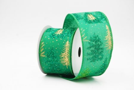 Green Shimmering Winter Forest Metallic Wired Ribbon_KF9871GC-15-49