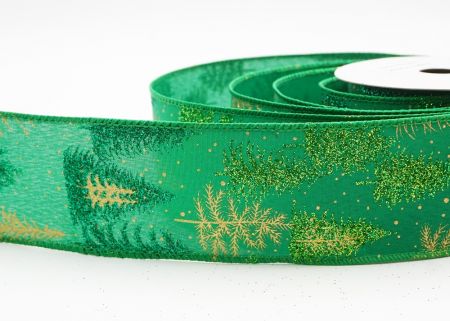 Green Shimmering Winter Forest Metallic Wired Ribbon_KF9871GC-15-49