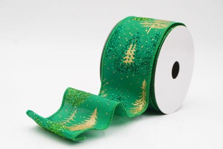 Green Shimmering Winter Forest Metallic Wired Ribbon_KF9871GC-15-49