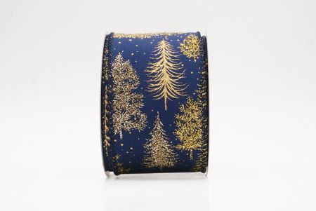 Blue Shimmering Winter Forest Metallic Wired Ribbon_KF9871GC-4-4