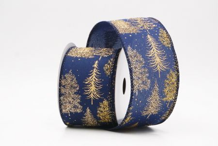 Blue Shimmering Winter Forest Metallic Wired Ribbon_KF9871GC-4-4