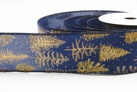 Blue Shimmering Winter Forest Metallic Wired Ribbon_KF9871GC-4-4