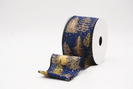 Blue Shimmering Winter Forest Metallic Wired Ribbon_KF9871GC-4-4