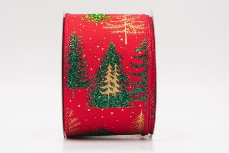 Red Shimmering Winter Forest Metallic Wired Ribbon_KF9871GC-7-7