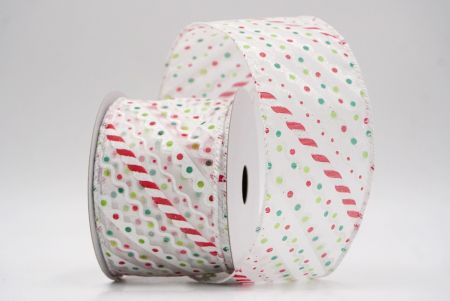 White_Christmas Candy Cane Stripe & Polka Dot Wired Ribbon_KF9872GC-1-1