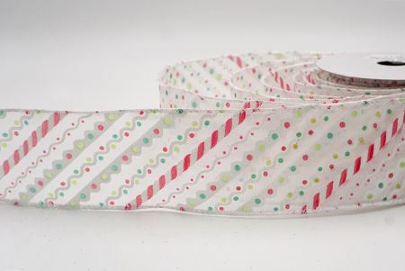 White_Christmas Candy Cane Stripe & Polka Dot Wired Ribbon_KF9872GC-1-1