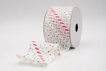 White_Christmas Candy Cane Stripe & Polka Dot Wired Ribbon_KF9872GC-1-1