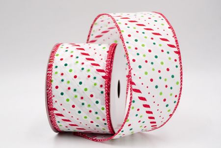 White/Red_Christmas Candy Cane Stripe & Polka Dot Wired Ribbon_KF9873GC-1-7
