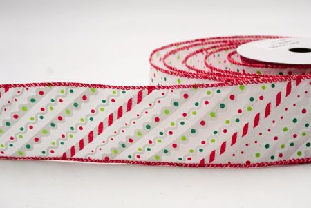 White/Red_Christmas Candy Cane Stripe & Polka Dot Wired Ribbon_KF9873GC-1-7