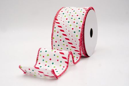 White/Red_Christmas Candy Cane Stripe & Polka Dot Wired Ribbon_KF9873GC-1-7