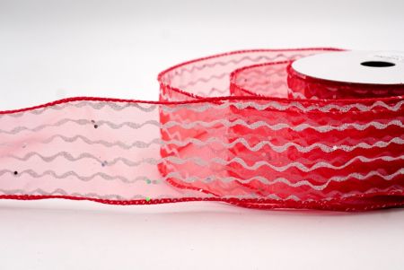 Red Sheer_Glitter Vertical Wavy Stripe Wired Ribbon_KF9874GC-7-7