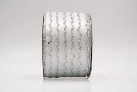 White_Glitter Vertical Wavy Stripe Wired Ribbon_KF9876G-1