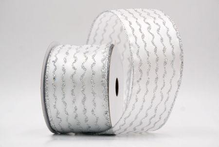 White_Glitter Vertical Wavy Stripe Wired Ribbon_KF9876G-1