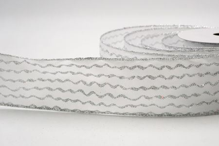 White_Glitter Vertical Wavy Stripe Wired Ribbon_KF9876G-1