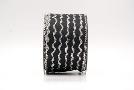 Black_Glitter Vertical Wavy Stripe Wired Ribbon_KF9876G-53