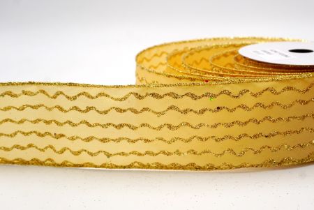Yellow_Glitter Vertical Wavy Stripe Wired Ribbon_KF9876G-6