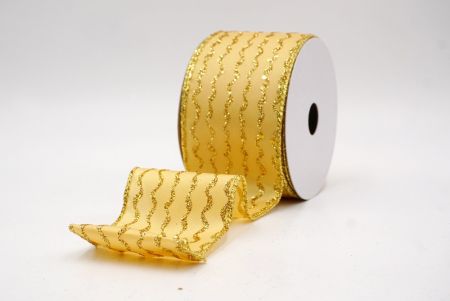 Yellow_Glitter Vertical Wavy Stripe Wired Ribbon_KF9876G-6