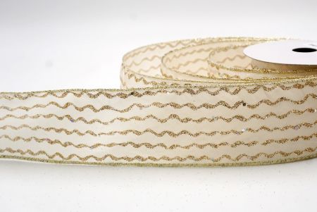 Cream_Glitter Vertical Wavy Stripe Wired Ribbon_KF9876GV-2
