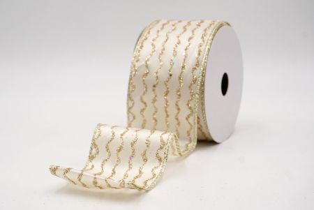 Cream_Glitter Vertical Wavy Stripe Wired Ribbon_KF9876GV-2