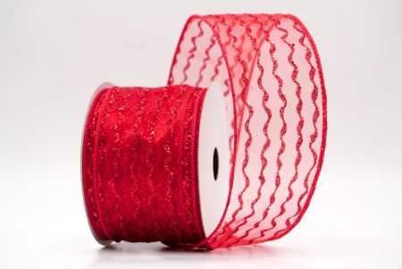 Red Sheer_Glitter Vertical Wavy Stripe Wired Ribbon_KF9877GC-7-7