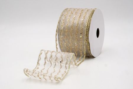 Light Gold Sheer_Glitter Vertical Wavy Stripe Wired Ribbon_KF9877GV-2