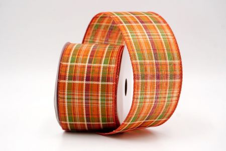 Orange_Classic Plaid and Check Wired Ribbon_KF9878GC-42-220