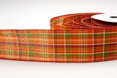 Orange_Classic Plaid and Check Wired Ribbon_KF9878GC-42-220
