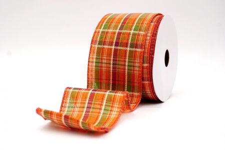 Orange_Classic Plaid and Check Wired Ribbon_KF9878GC-42-220