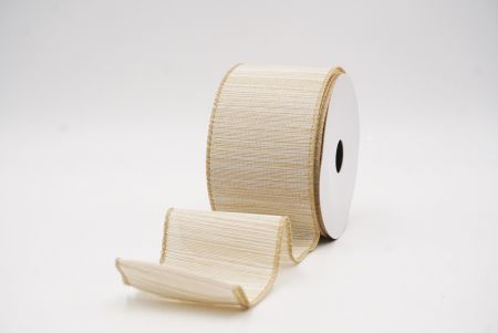 Light Brown Elegant Burlap Textured Wired Ribbon_KF9883GC-13-183