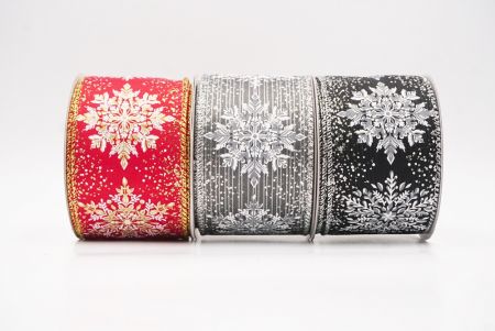 Sparkling Snowflake Metallic Christmas Wired Ribbon_KF9884.KF9885.KF9886.KF9887