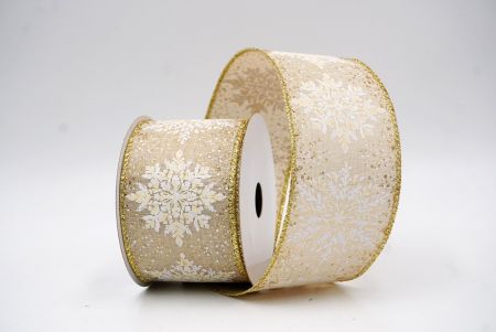 Light Brown Sparkling Snowflake Metallic Christmas Wired Ribbon_KF9884G-13