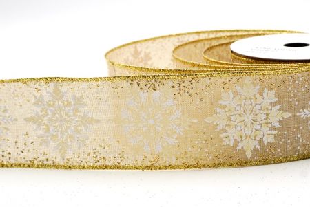 Light Brown Sparkling Snowflake Metallic Christmas Wired Ribbon_KF9884G-13