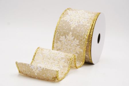 Light Brown Sparkling Snowflake Metallic Christmas Wired Ribbon_KF9884G-13