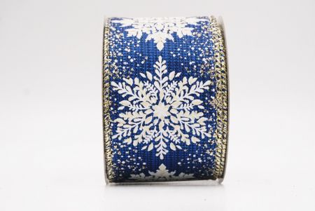 Blue Sparkling Snowflake Metallic Christmas Wired Ribbon_KF9884GV-4