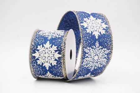 Blue Sparkling Snowflake Metallic Christmas Wired Ribbon_KF9884GV-4