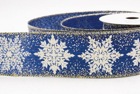Blue Sparkling Snowflake Metallic Christmas Wired Ribbon_KF9884GV-4