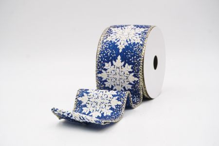 Blue Sparkling Snowflake Metallic Christmas Wired Ribbon_KF9884GV-4