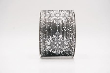 Gray Sparkling Snowflake Metallic Christmas Wired Ribbon_KF9886G-50