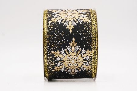 Black Sparkling Snowflake Metallic Christmas Wired Ribbon_KF9886G-53