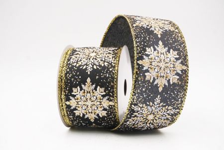 Black Sparkling Snowflake Metallic Christmas Wired Ribbon_KF9886G-53