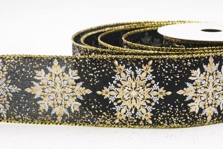 Black Sparkling Snowflake Metallic Christmas Wired Ribbon_KF9886G-53