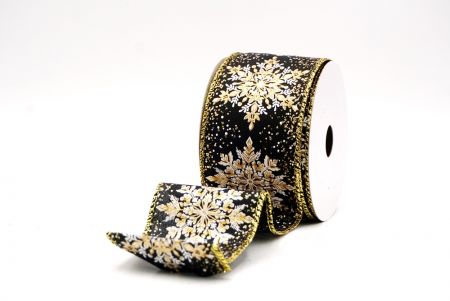 Black Sparkling Snowflake Metallic Christmas Wired Ribbon_KF9886G-53