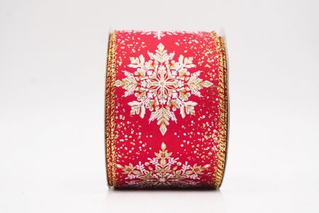Red Sparkling Snowflake Metallic Christmas Wired Ribbon_KF9886G-7