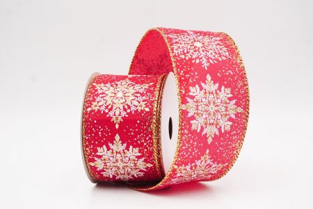 Red Sparkling Snowflake Metallic Christmas Wired Ribbon_KF9886G-7
