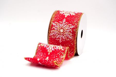 Red Sparkling Snowflake Metallic Christmas Wired Ribbon_KF9886G-7