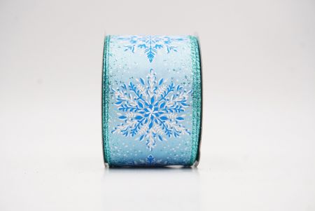 Light Blue Sparkling Snowflake Metallic Christmas Wired Ribbon_KF9886GQ-12