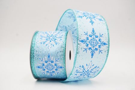 Light Blue Sparkling Snowflake Metallic Christmas Wired Ribbon_KF9886GQ-12
